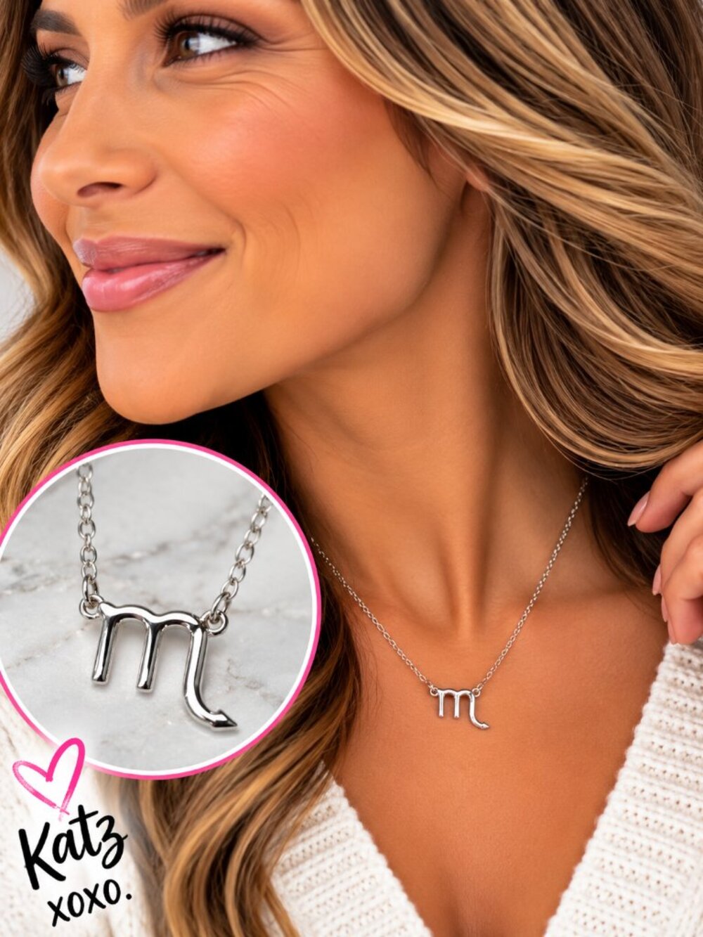 Scorpio Zodiac Necklace Silver Symbol Pendant Astrology Birthday Jewelry Gift